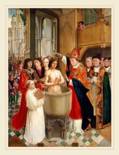 Master of Saint Giles, The Baptism of Clovis, Franco-Flemish, active c. 1500, c. 1500, oil on panel