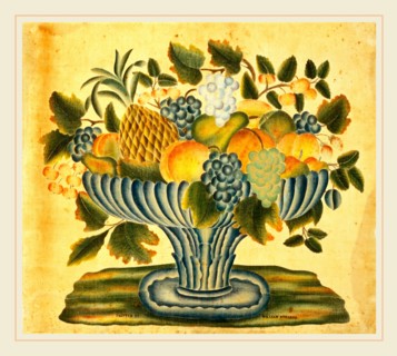 William Stearns, American (active c. 1830-1840), Bowl of Fruit, c. 1830-1840, watercolor on