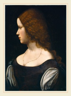 Follower of Leonardo da Vinci, Portrait of a Young Lady, c. 1500, oil on panel transferred to