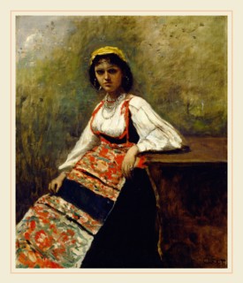 Jean-Baptiste-Camille Corot, French (1796-1875), Italian Girl, c. 1872, oil on canvas