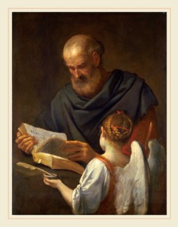 Simone Cantarini, Saint Matthew and the Angel, Italian, 1612-1648, c. 1645-1648, oil on canvas