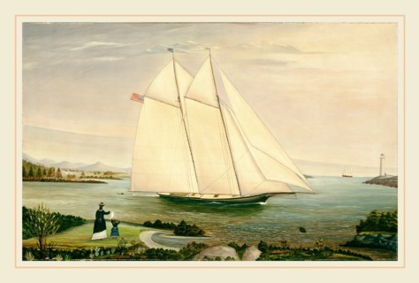 American 19th Century, Schooner, 19th century, oil on canvas