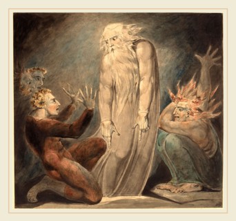 William Blake, British (1757-1827), The Ghost of Samuel Appearing to Saul, c. 1800, pen and ink