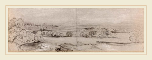 Peter De Wint, British (1784-1849), A View near Lowther, brush and black ink with black and white