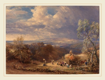 Samuel Palmer, British (1805-1881), Harvesting, c. 1851, watercolor and gouache over graphite with