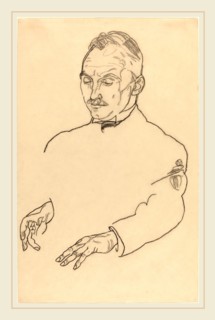 Egon Schiele, Dr. Koller, Austrian, 1890-1918, c. 1918, charcoal on japan paper
