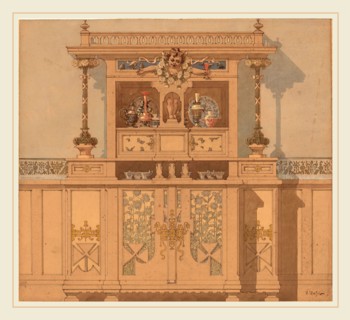 Karel Vitezslav Masek, Design for Breakfront, Czech, 1865-1927, 1900, watercolor, gouache, and ink