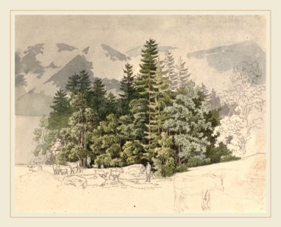 Friedrich Salathé, Swiss (1793-1858), Alpine Landscape, gouache over graphite