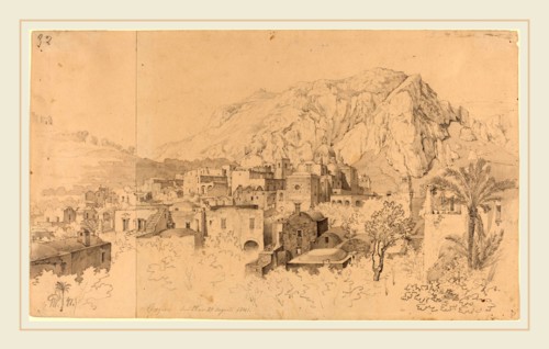 Gustaf Wilhelm Palm (Swedish, 1810-1890), View of Capri, 1841, graphite and gray wash