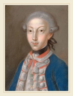 European 18th Century, Portrait of a Young Man in Uniform, 1790s, pastel on blue laid paper