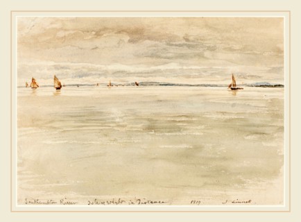 John Linnell, British (1792-1882), Sailboats on Southampton River, 1819, watercolor on wove paper