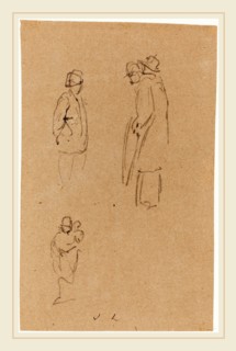 John Linnell, British (1792-1882), Figure Studies, graphite on brown wove paper