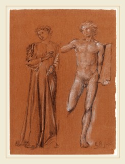Sir Edward Coley Burne-Jones, British (1833-1898), Orpheus and Eurydice, black and white chalk with