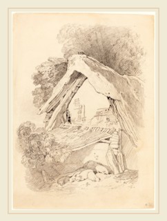 Attributed to John Sell Cotman, British (1782-1842), Cottage with Pigs in the Foreground, graphite