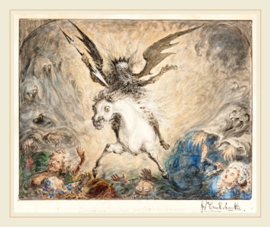 George Cruikshank, British (1792-1878), "Crinolina"-and the Consequences [recto], 1865, pen and