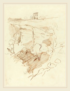 Edward Lear, British (1812-1888), Ruined Temple on a Hill, 1864, pen and brown ink over graphite on