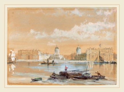 David Roberts (Scottish, 1796-1864), The Naval College from the River at Greenwich, 1861,
