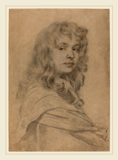 Sir Peter Lely, British (1618-1680), Self-Portrait, c. 1641, black chalk with touches of red chalk