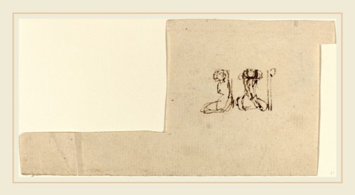 John Flaxman, British (1755-1826), Two Seated Female Figures with Arms Lifted Overhead, pen and