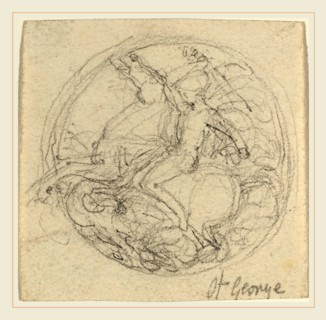 John Flaxman, British (1755-1826), Design for a Medal Representing Saint George and the Dragon,