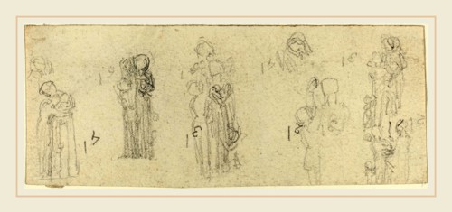 John Flaxman, British (1755-1826), Sheet of Studies [recto and verso], graphite