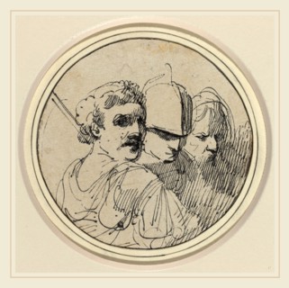 John Hamilton Mortimer, British (1740-1779), Three Oriental Heads, 1770-1775, pen and black ink on