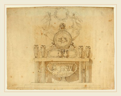 John Flaxman, British (1755-1826), Study for Decorations of Buckingham Palace, pen and gray ink