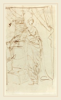 George Romney, British (1734-1802), An Elegant Lady in Classical Dress [recto], 1780s, pen and