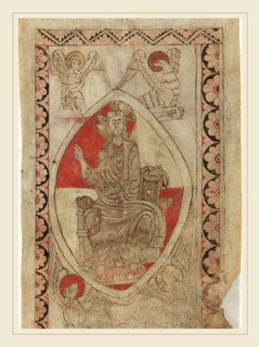 French 12th Century, Christ in Majesty [recto], early 12th century, miniature on vellum
