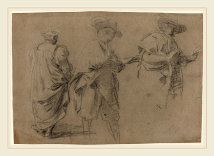Attributed to Eustache Le Sueur, French (1617-1655), A Judge and Two Gentlemen Lawyers, black chalk