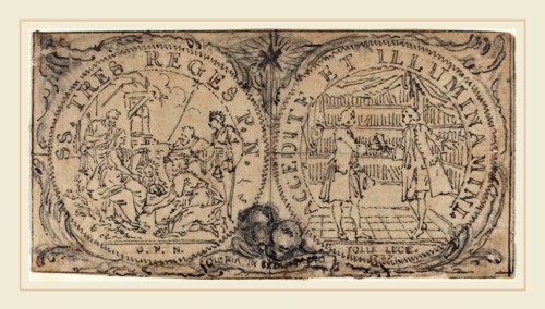 Hubert FranÃ§ois Gravelot, French (1699-1773), Ornamental Medallions with the Adoration of the Magi