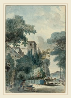 French 18th Century, L'Allee de Grenadiers, last third 18th century, watercolor heightened with