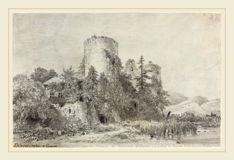 Louis-FranÃ§ois Cassas, French (1756-1827), Vue du Chateau de Saconnex, 1780, black chalk on laid