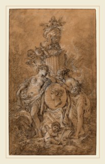 FranÃ§ois Boucher, French (1703-1770), Design for a Funeral Monument, c. 1767, black chalk and