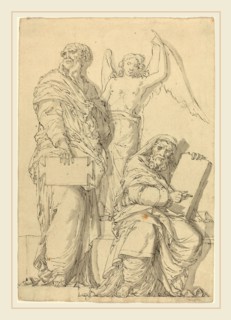 Louis-Felix de La Rue after Raphael, French (1731-1765), The Prophets Hosea and Jonah, pen and