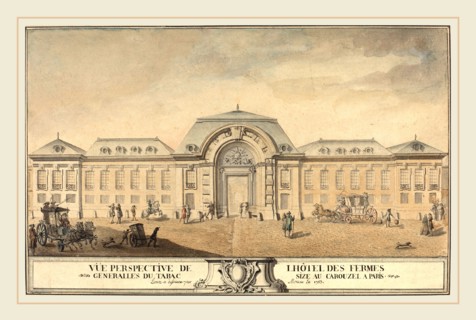 Jean-Michel Moreau, French (1741-1814), View of the HÃ´tel des Fermes Générales du Tabac, 1763, pen