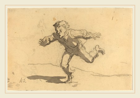 Honoré Daumier, French (1808-1879), The Young Courier, black crayon and gray wash on laid paper;