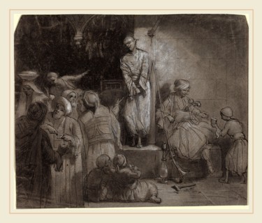 Alexandre-Gabriel Decamps, French (1803-1860), The Slave Market [recto], pen and black ink with
