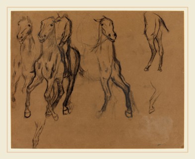 Edgar Degas, French (1834-1917), Study of Horses, c. 1886, charcoal and graphite on brown paper