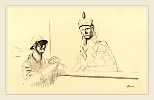 Jean-Louis Forain, French Soldier Addressing Germania, French, 1852-1931, c. 1914-1919, brush and
