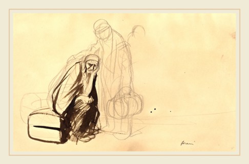 Jean-Louis Forain, The Departure for Versailles, French, 1852-1931, c. 1919, brush and brown ink