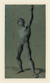 Pierre Paul Prud'hon, French (1758-1823), Male Nude Study, charcoal heightened with white chalk on