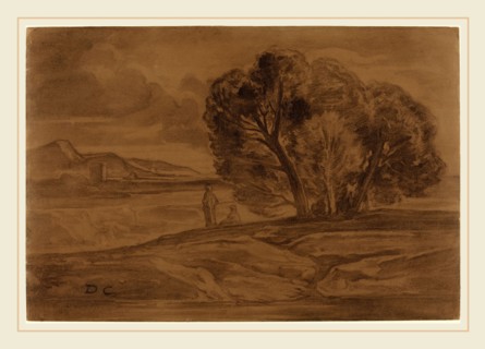 Alexandre-Gabriel Decamps, French (1803-1860), Oriental Landscape, c. 1845, charcoal counterproof