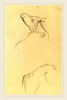 Paul Gauguin, French (1848-1903), Two Cow's Heads [verso], 1884-1888, graphite on wove paper