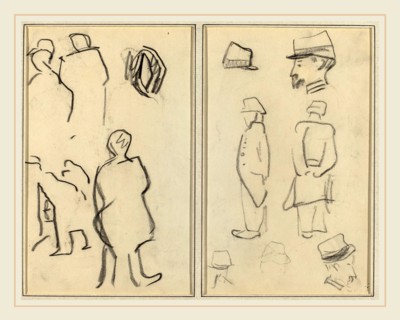 Paul Gauguin, French (1848-1903), Figure Studies; Studies of Soldiers [verso], 1884-1888, crayon on