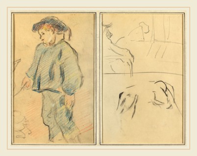 Paul Gauguin, French (1848-1903), Breton Boy Tending Geese; Cows and a Figure Leaning on a Ledge