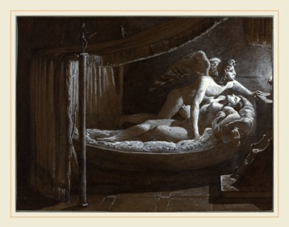 FranÃ§ois-Edouard Picot, French (1786-1868), Cupid with Psyche Extinguishing the Lamp, pen and