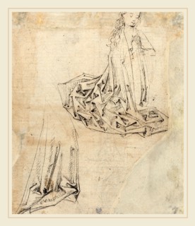 Master of the Coburg Roundels, German (15th Century), Female Figure Kneeling in Prayer [verso], c.