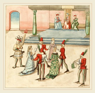 German 16th Century, Masquerade, c. 1515, pen and brown ink with watercolor on laid paper