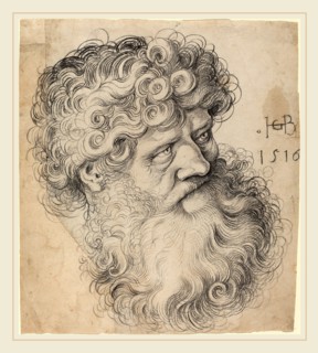 Hans Baldung Grien, German (1484-1485-1545), Head of Saint John the Baptist, 1516, black chalk on
